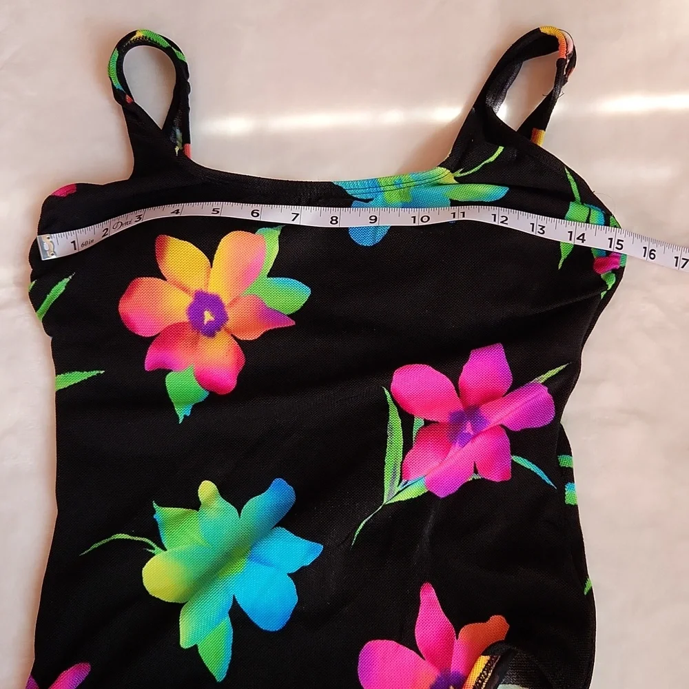 Women's Bright Colorful Floral, Summer, Pool, Beach, Sexy One Piece Swim Suit - Picture 7 of 11